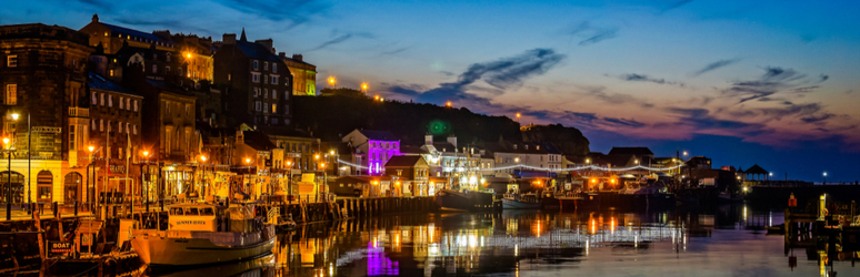 whitby harbour at night