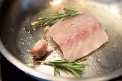 Pan fried sea bass