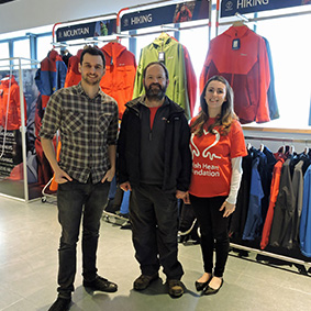 Dave Gibbins of Berghaus with Kieran Sandwell and Nikki Bell of the British Heart Foundation