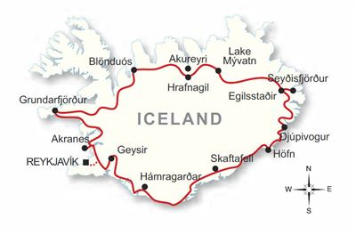 Iceland tour route
