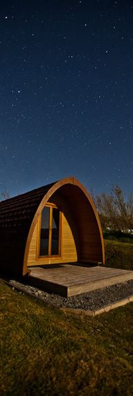 Camping pod with night sky