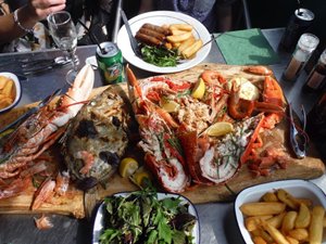 A seafood feast is a treat after a walk