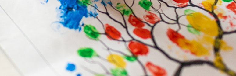 Colourful tree made by finger painting