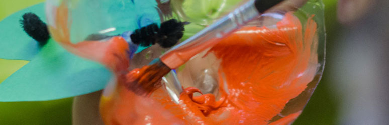 Plastic bottle flowers being made