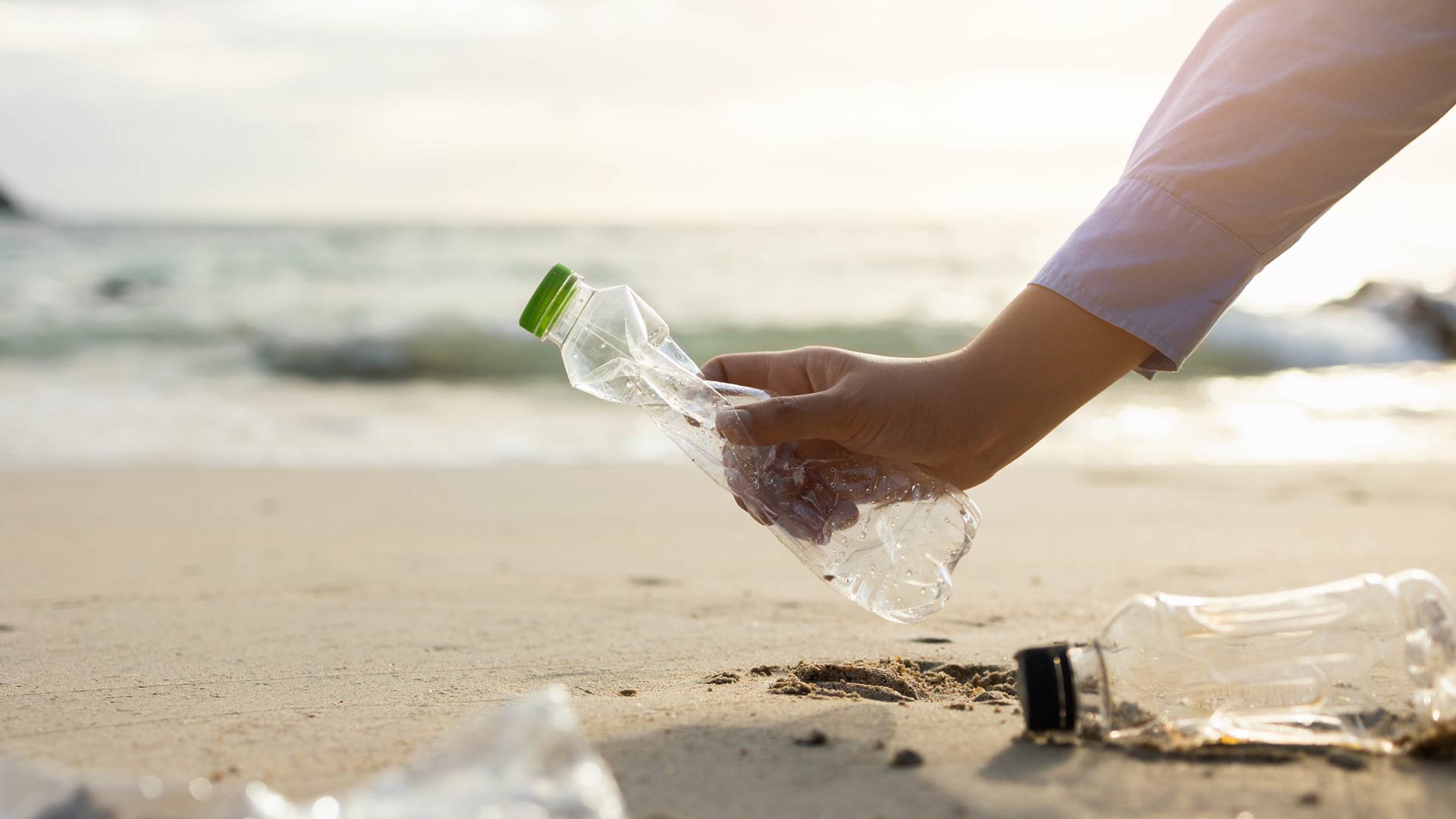 picking up litter