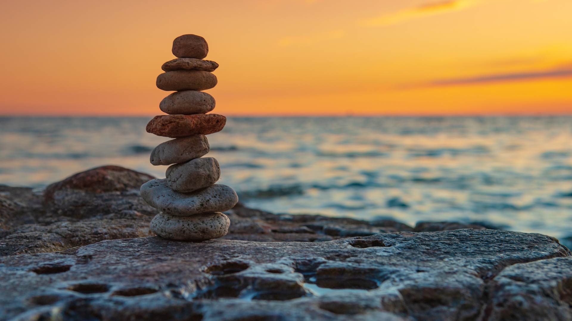 pebble tower on the beach