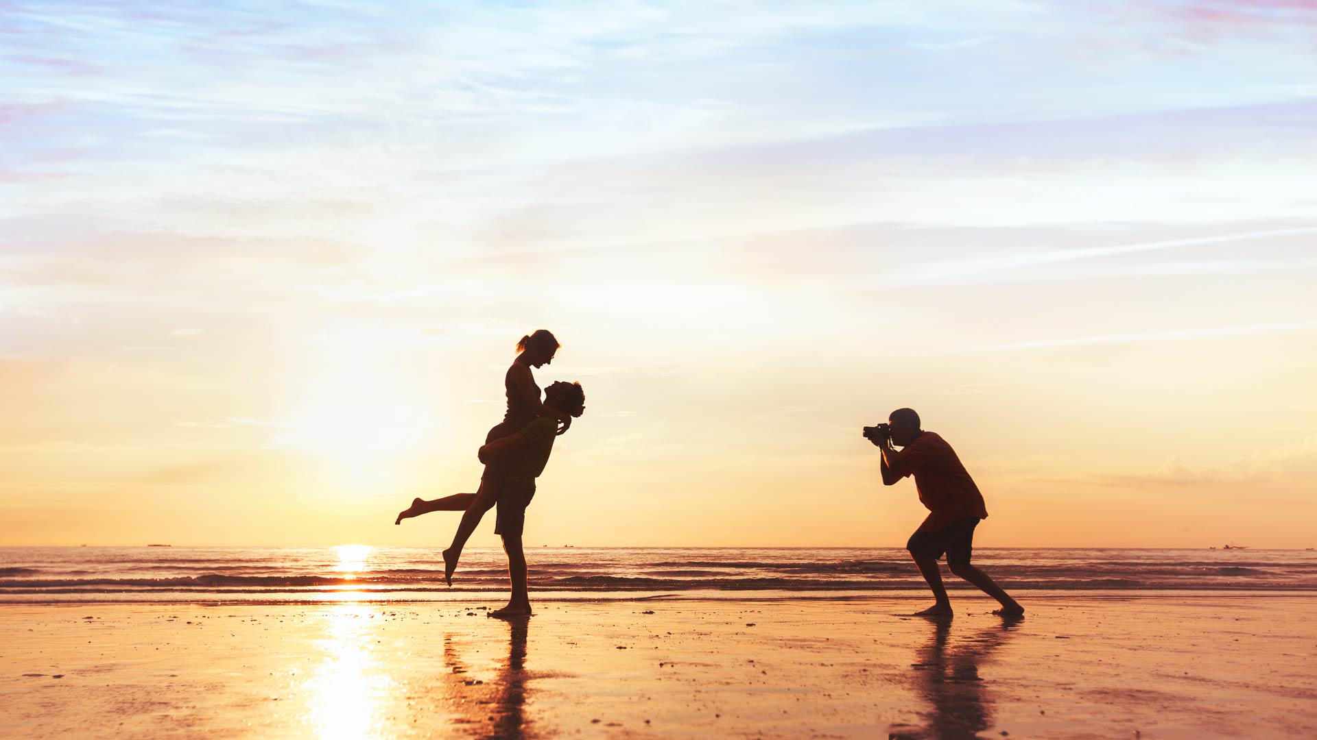 taking a photo on the beach