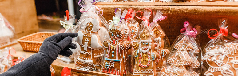 Gingerbread on Christmas market stall in Chester