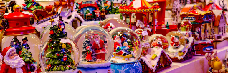 Snow globes on Salisbury Christmas market stall