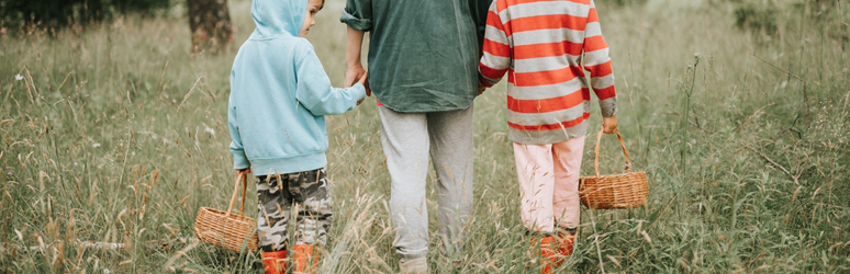 kids and parent foraging