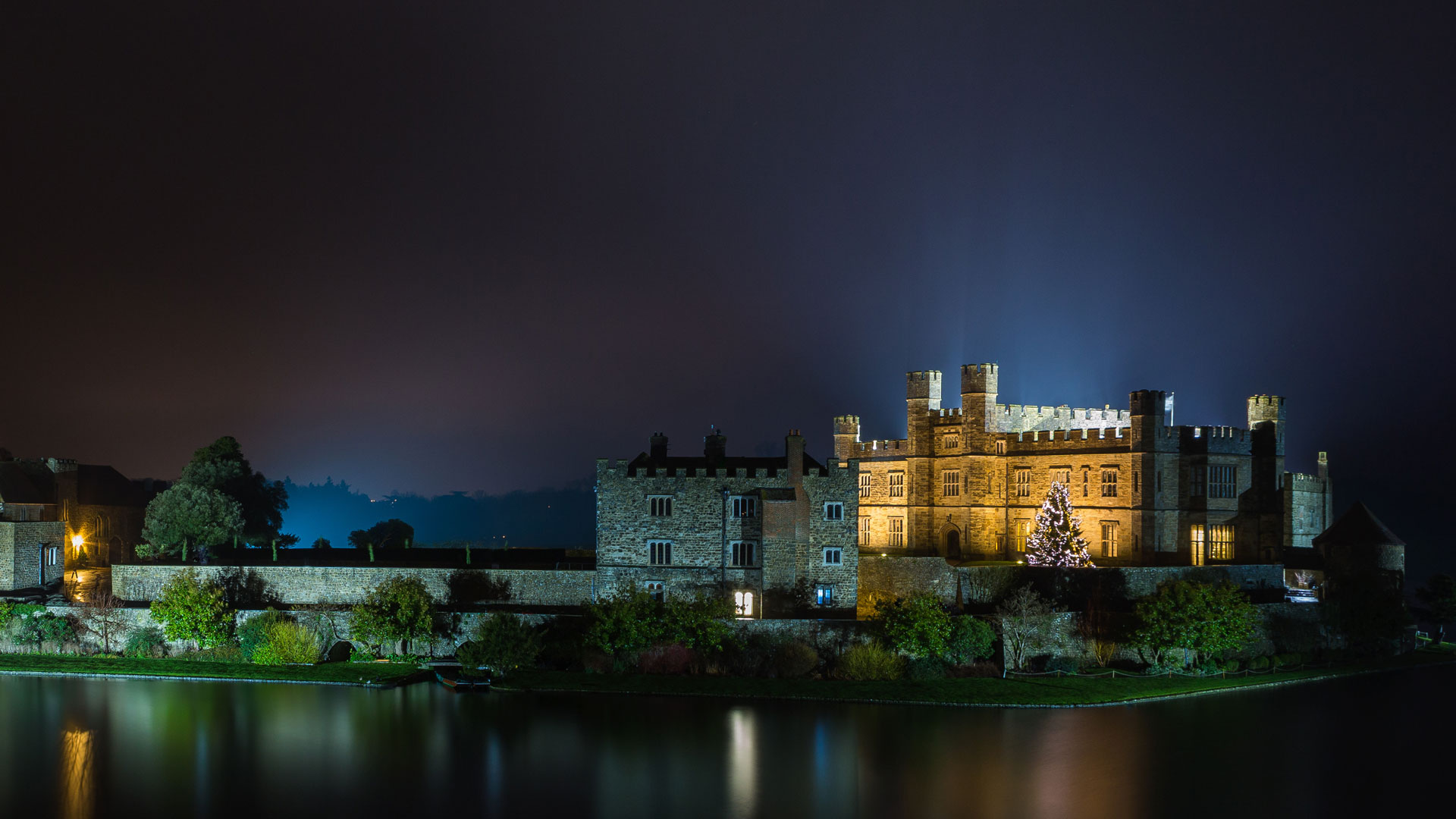 Warwick Castle at night