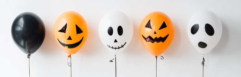 Kids black, white and orange halloween balloons