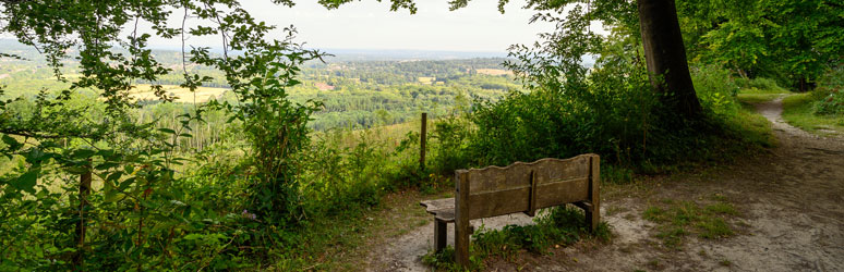 Bench with great viewpoint along the North Downs Way