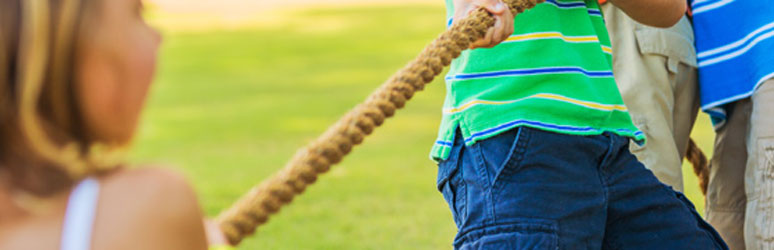 Kids playing tug of war