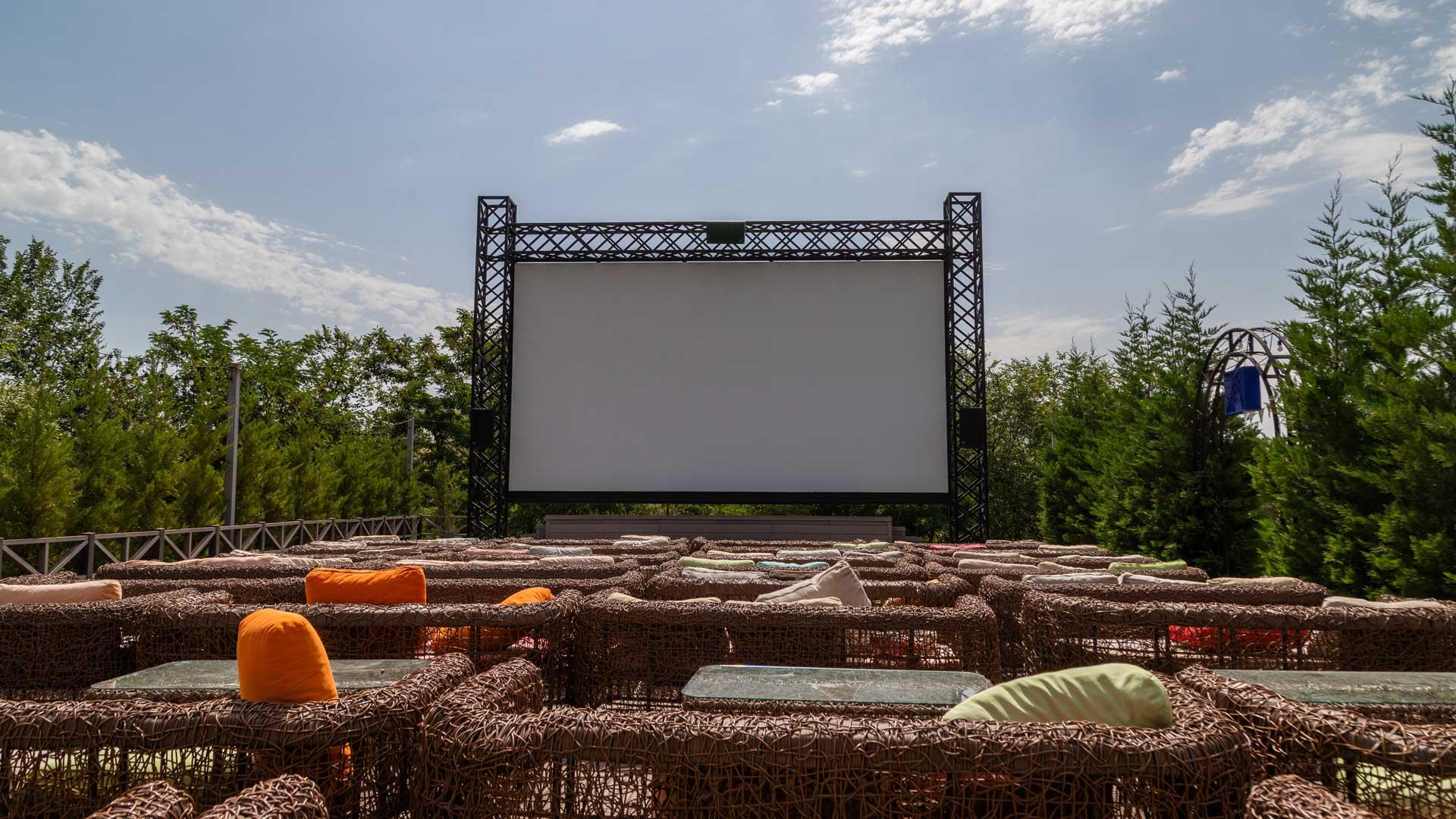 Outdoor cinema with seats