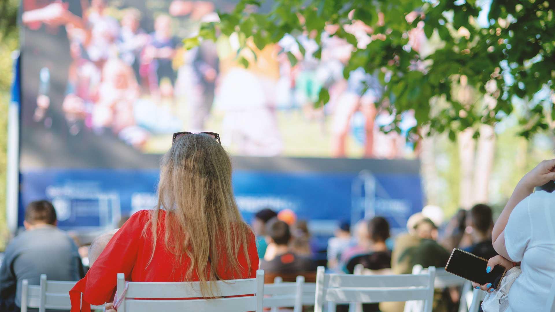Outdoor cinema with chairs
