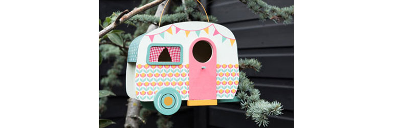 caravan shaped birdhouse