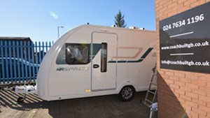 Exterior of modified caravan