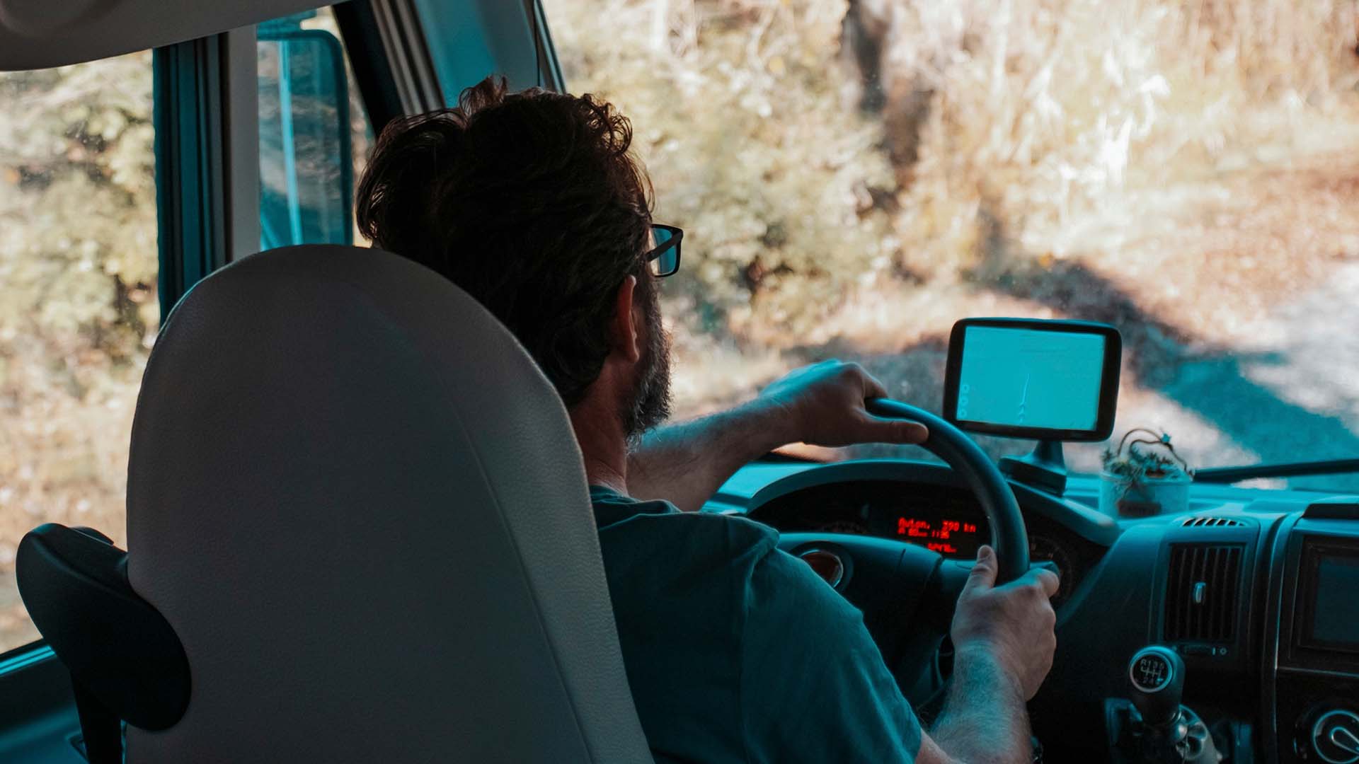 Man driving following a satnav