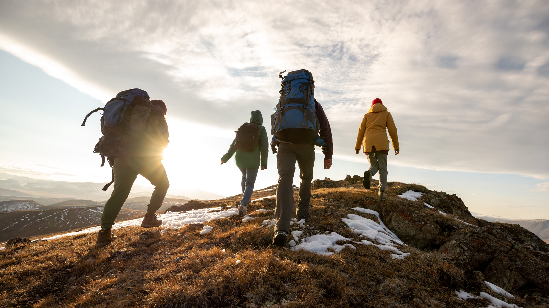 group hiking