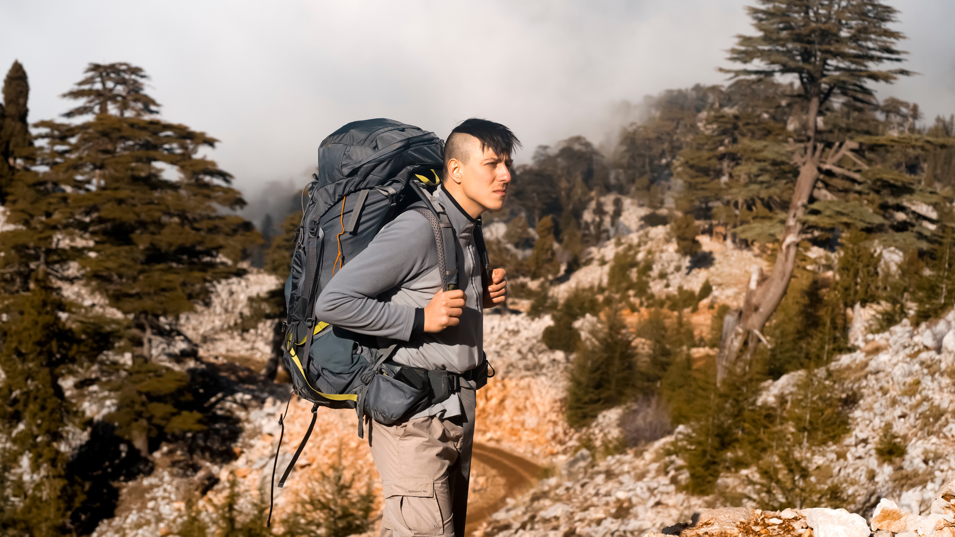 man hiking