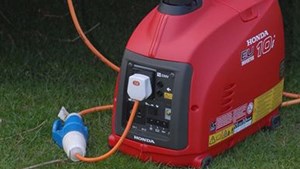 A generator providing power to a caravan