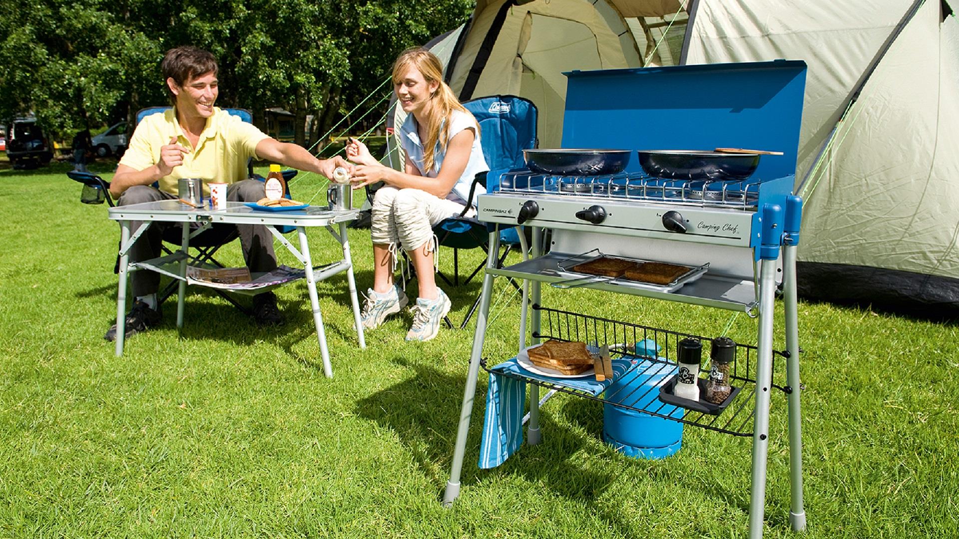 Campers cooking on a bbq