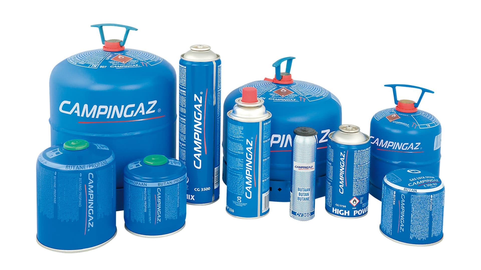Collection of various gas bottles