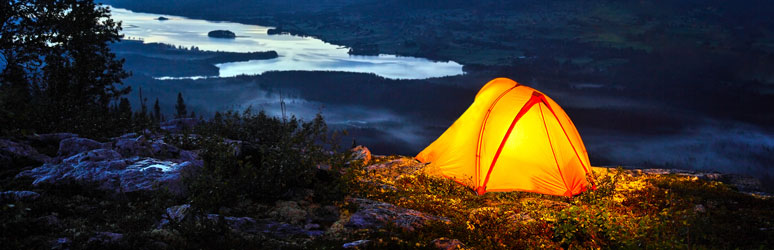 Tent set up at night time