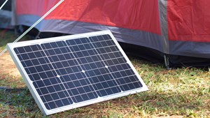 Solar panel outside of tent