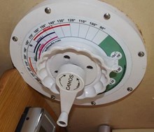 This is the control for a manually-operated dish on the roof of a motorhome