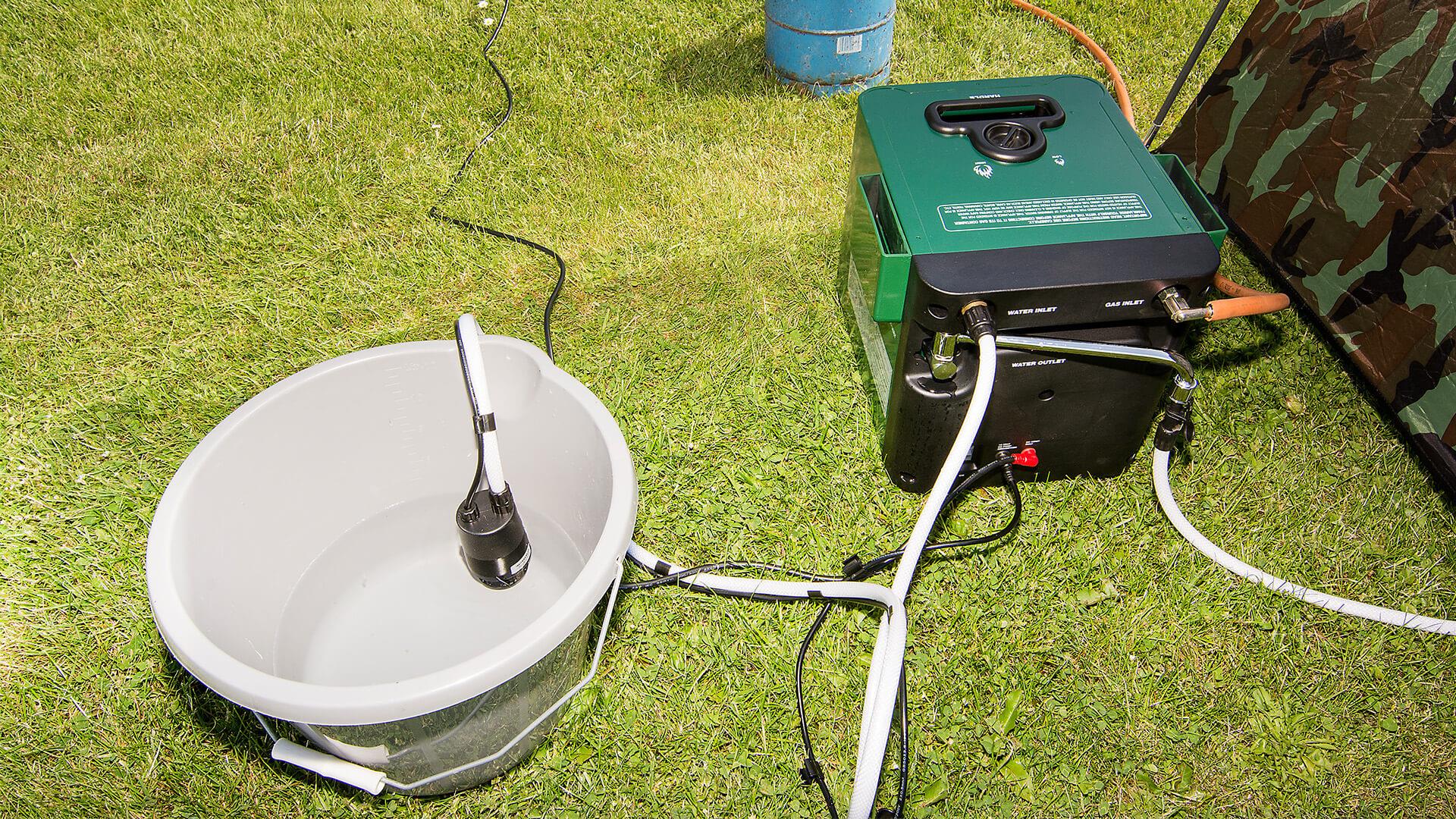 Camping bathroom set up