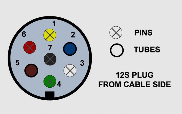 12S plug viewed from cable side