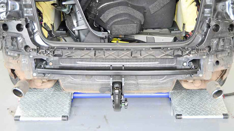 Fitting a towbar to a modern car is not for the faint-hearted. This is an Audi A6 saloon