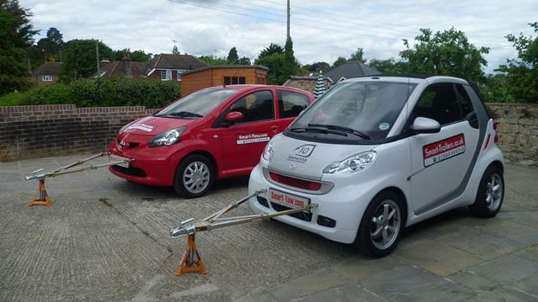 Smart cars fitted with A-frames designed for use with braking systems