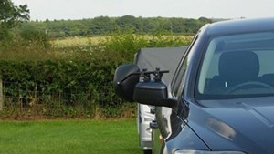 Mirror extensions on car for a trailer tent