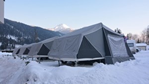 Trailer tents in the snow