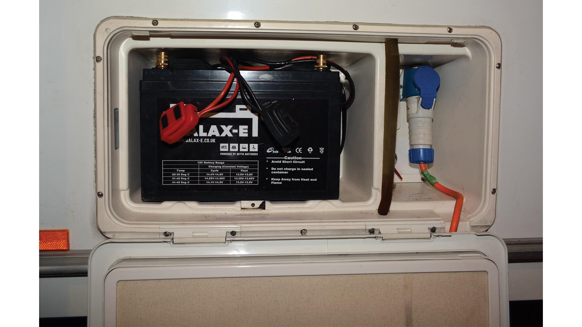 Winter care battery in a caravan. 