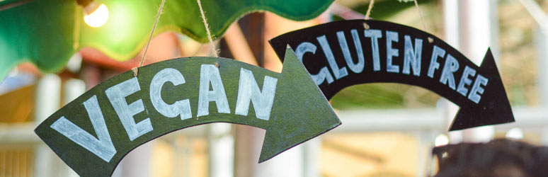 Vegan food signs at food festival
