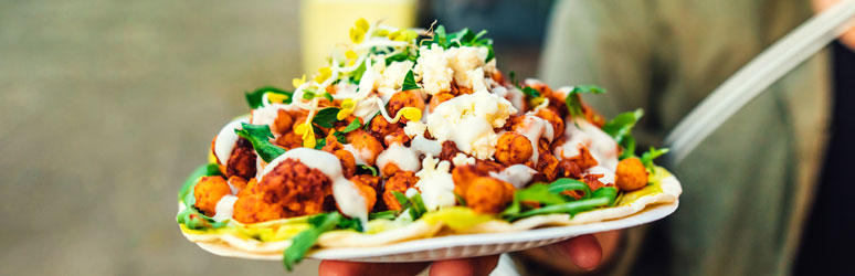 Plate of healthy food at vegan food festival