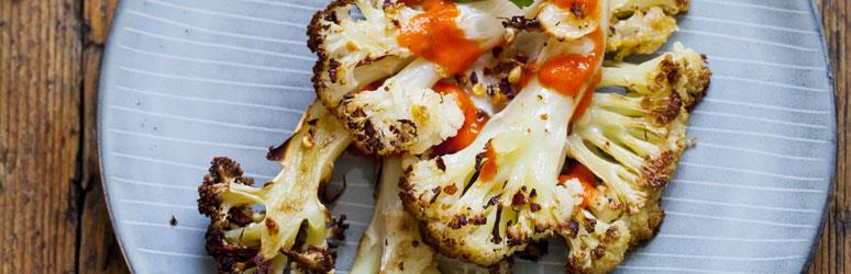 Cauliflower steak and herb sauce