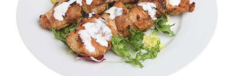 Smoky and spicy yoghurt marinated chicken kebabs