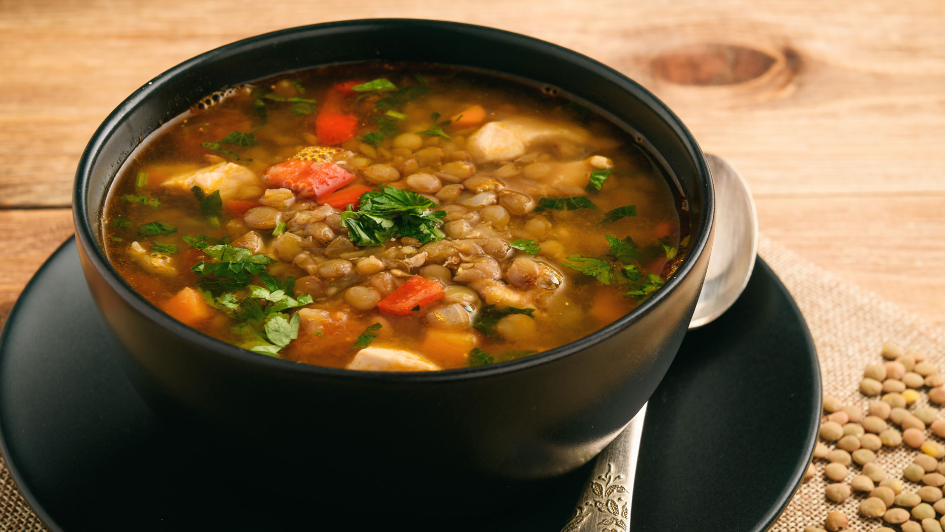Chicken and lentil soup