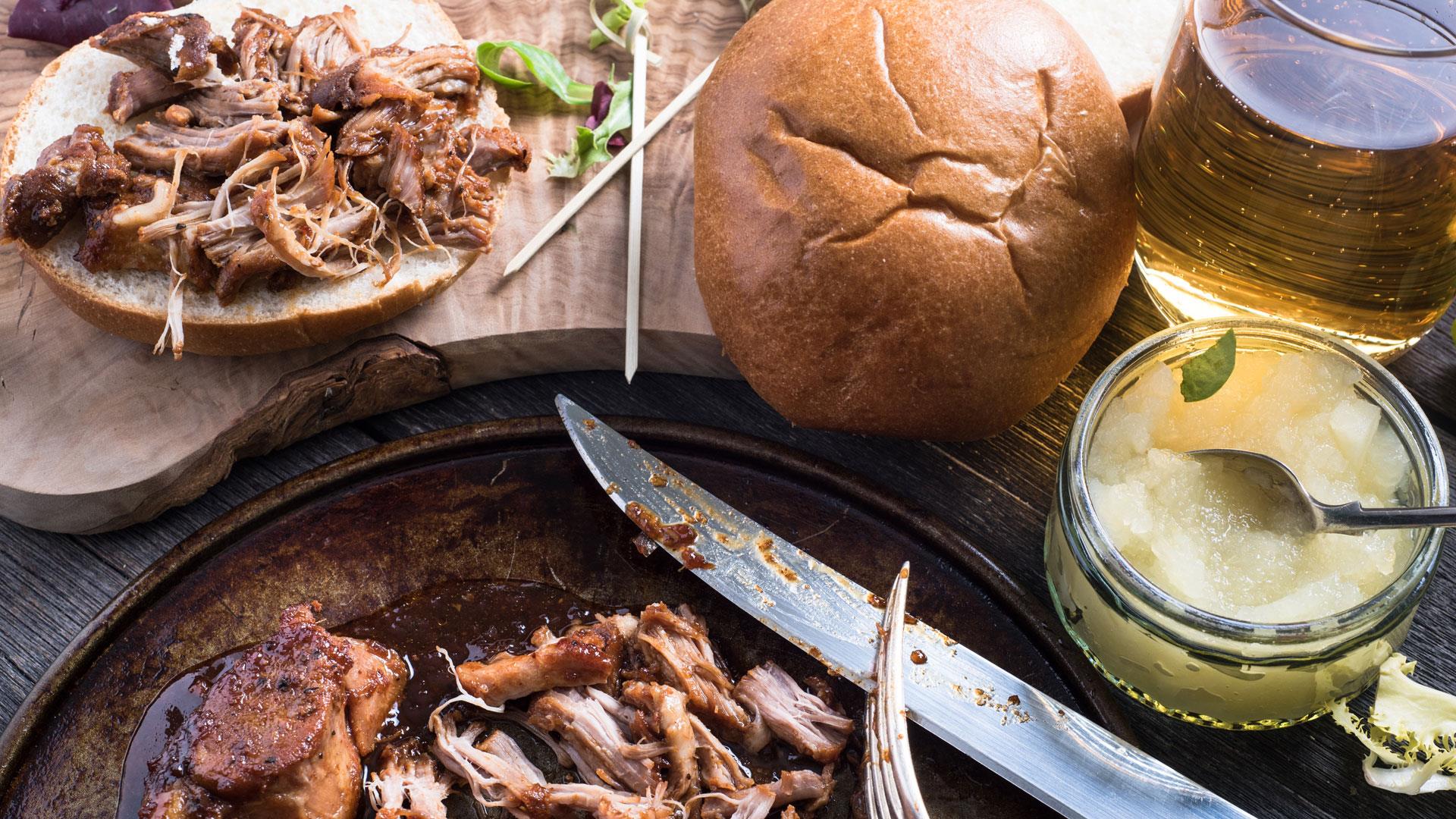 Pulled pork and apple cider rolls