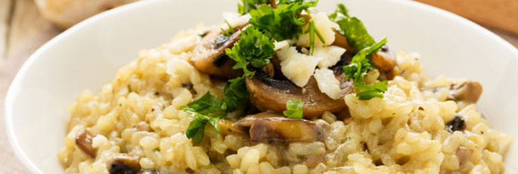 bowl of mushroom risotto