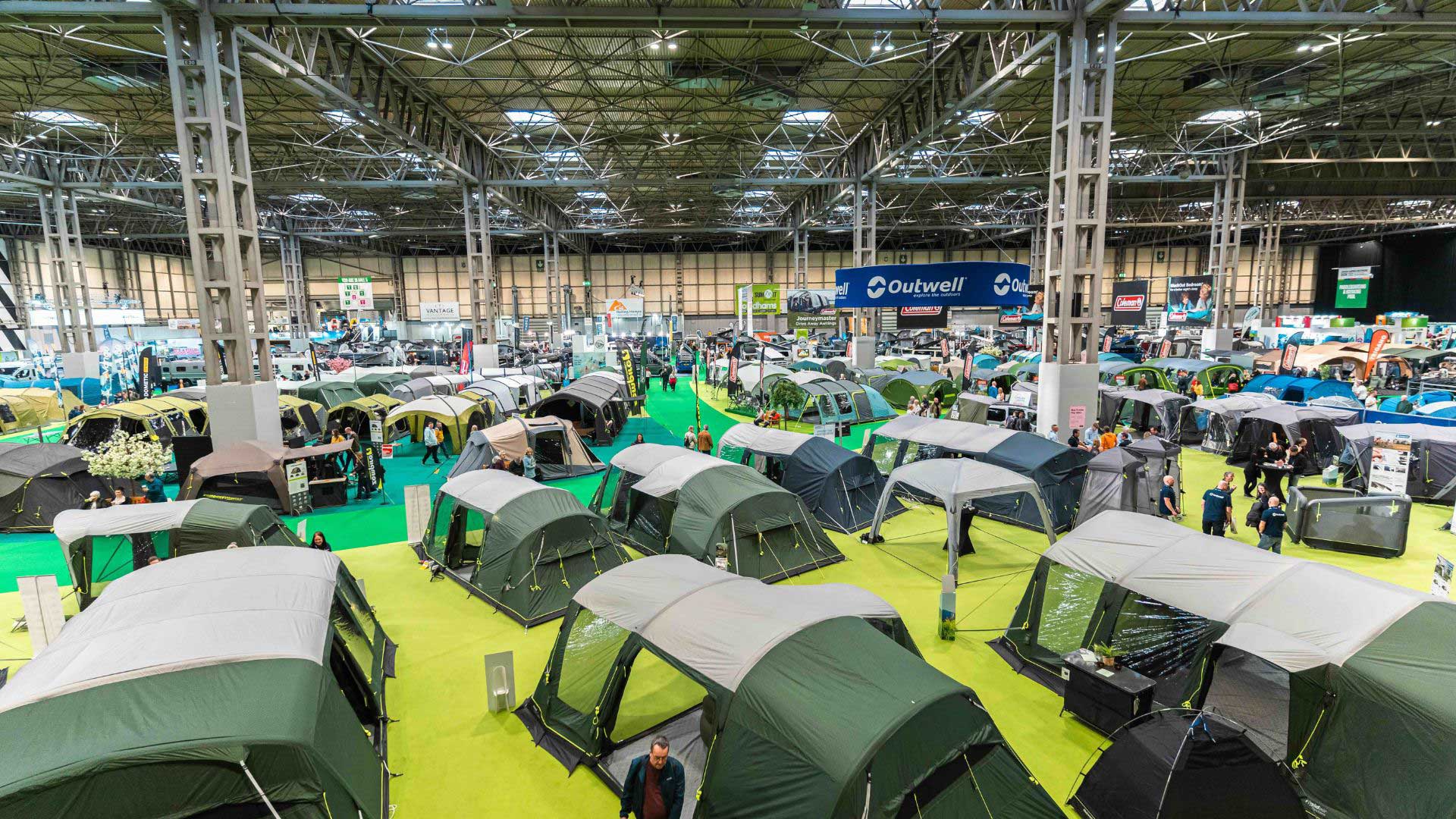 Display of tents at the Caravan Camping and Motorhome Show