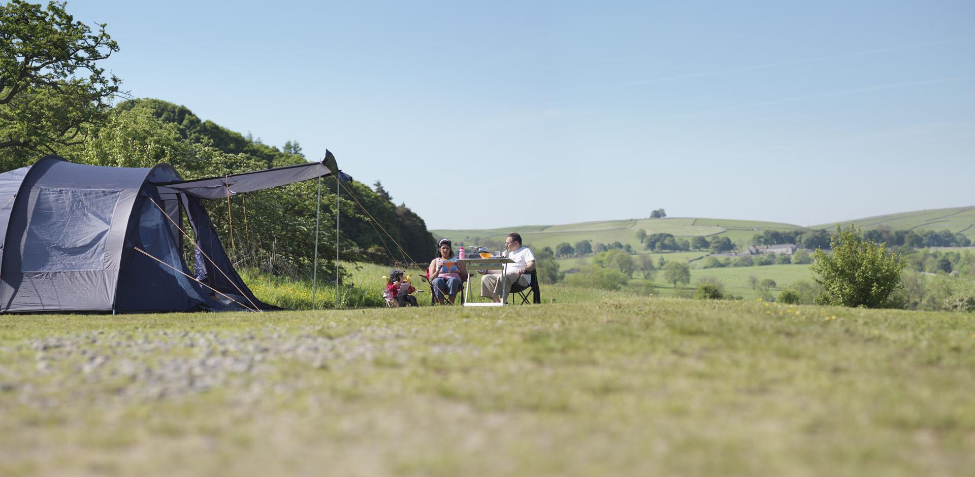 Hillside pitch at Bakewell Campsite