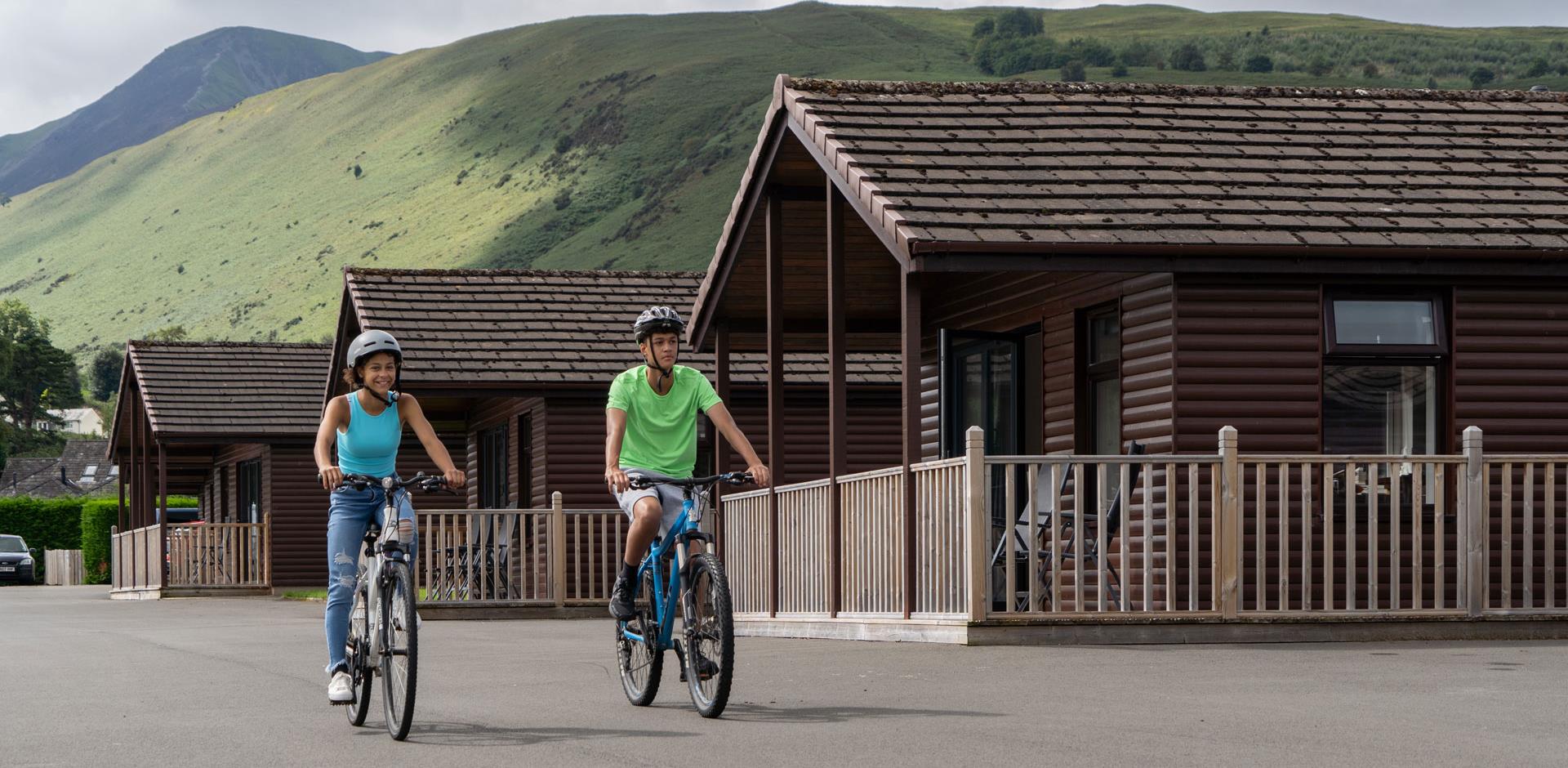 Two people cycling