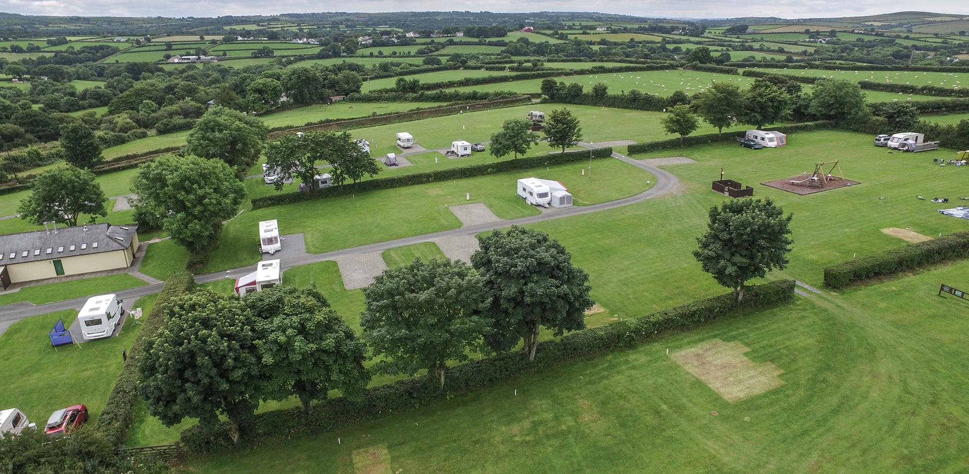Aerial view of Cardigan Bay Campsite