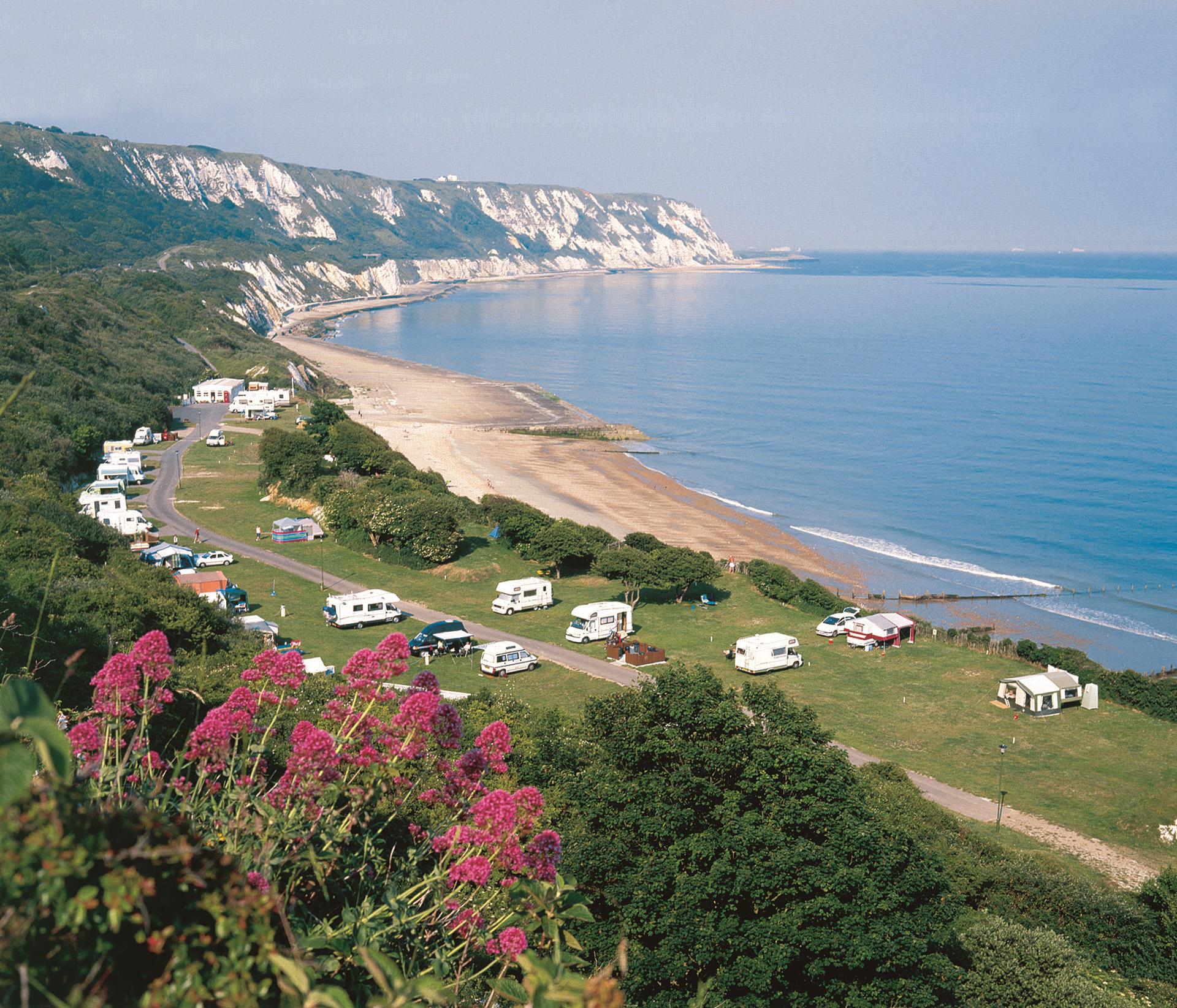 Aerial view of Folkestone Campsite